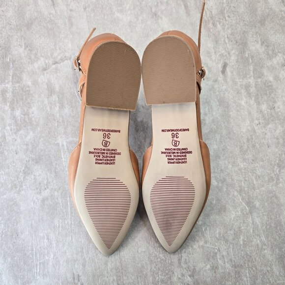 Bared Footwear Flats 6-6.5 Black Leather Studded Pointed Toe Strappy Ballet Shoe - Picture 7 of 13